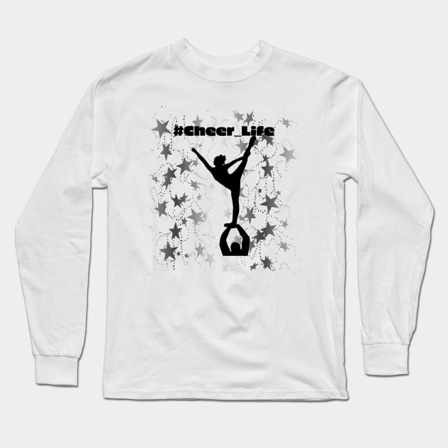 #cheer_Life Design with Silver Star Background Long Sleeve T-Shirt by PurposelyDesigned